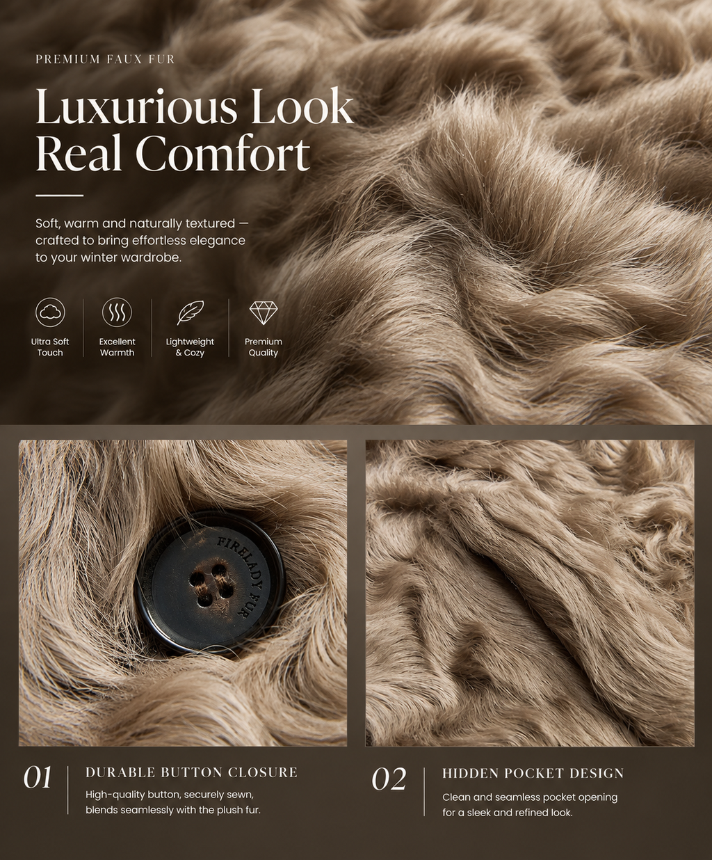 Lightweight Natural Water Ripple Curly Fur Stand Collar Shearling Coat