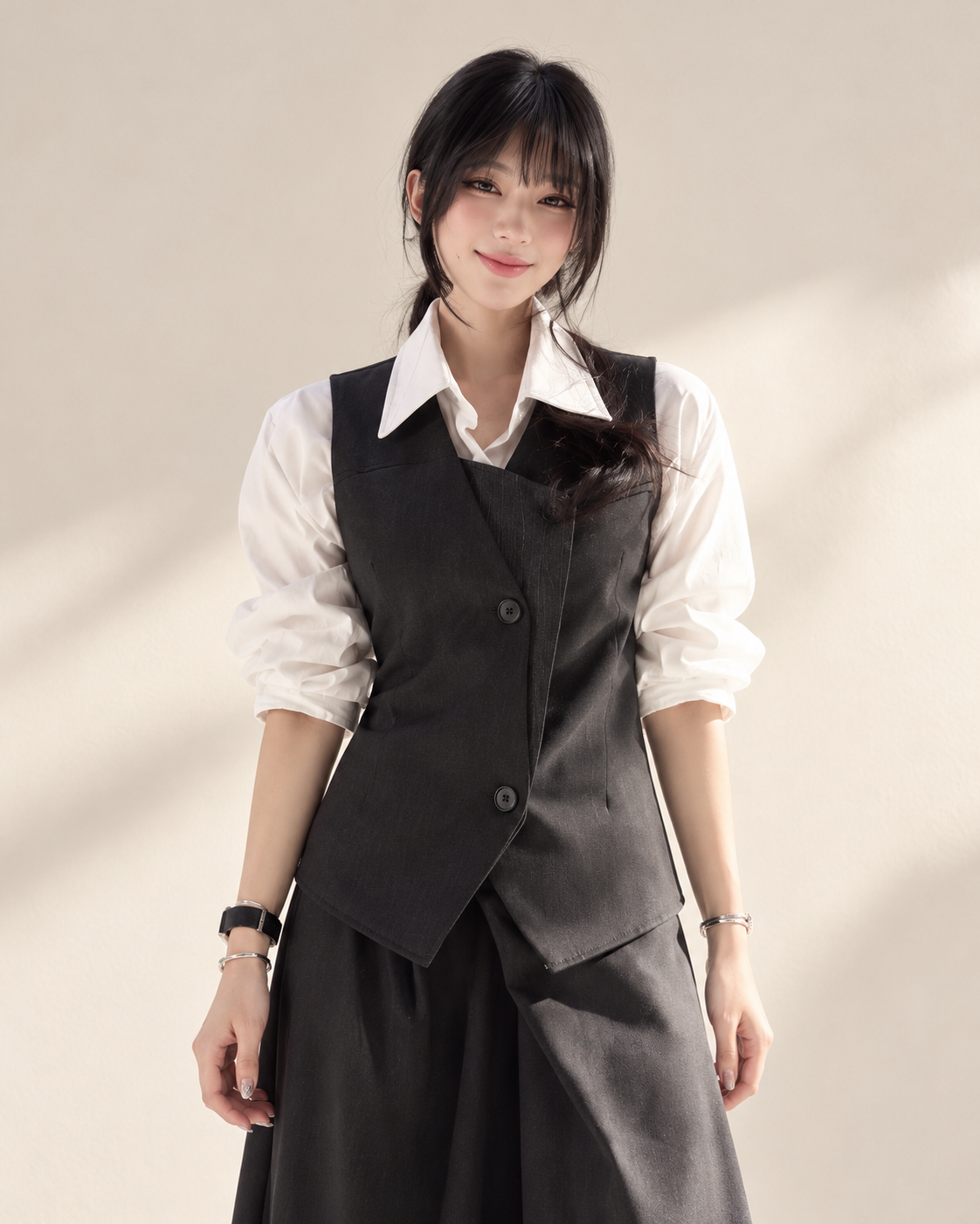 Vintage Asymmetric Layered Vest