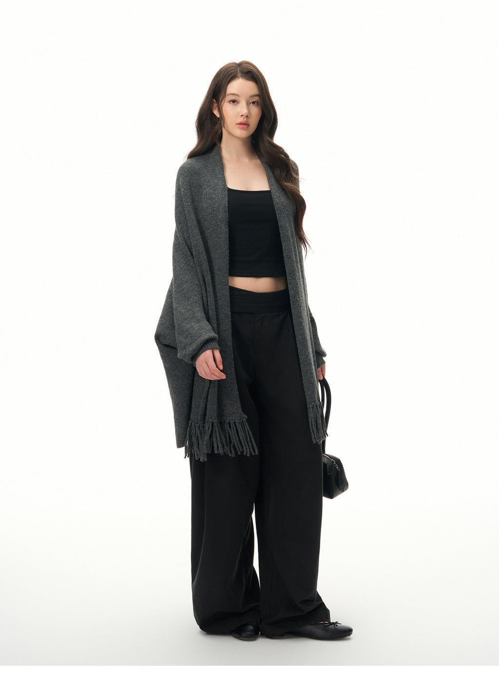Women's Elegant Wool Knit Cape Cardigan
