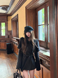 Black Wool Belted Coat