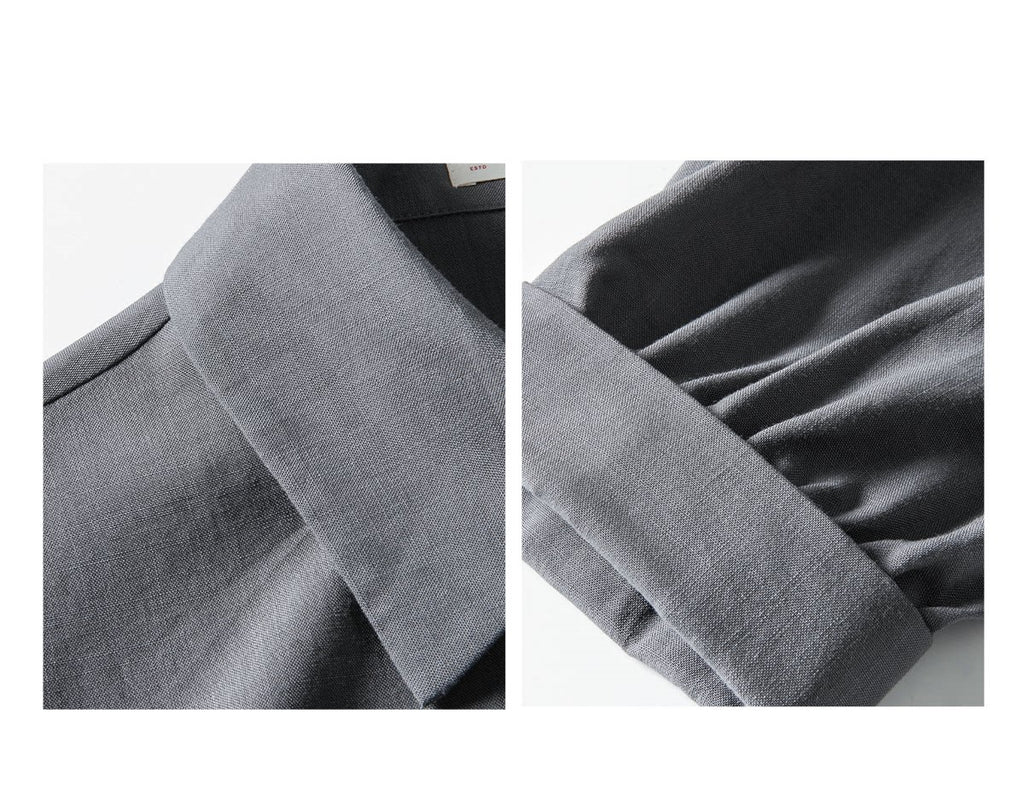 Premium Grey Mid-Sleeve Cropped Shirt + Lace Camisole + Shirt Midi Skirt