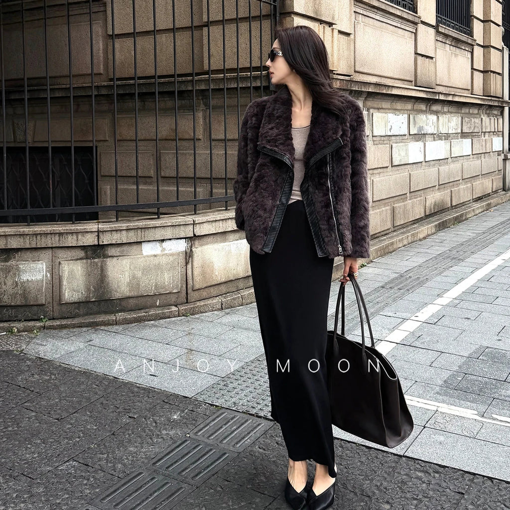 Women's Warm Cropped Faux Mink Fur Jacket