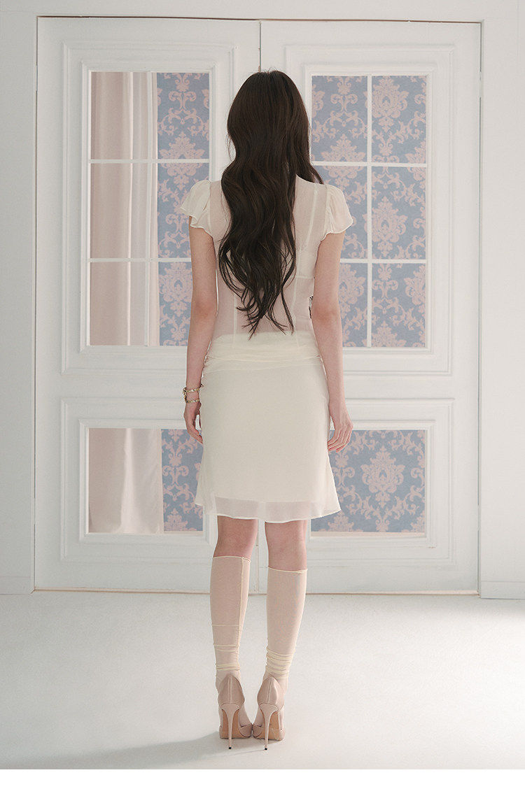 Hollow-Out Crop Top & Skirt Two-Piece Set