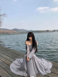 Grey Mesh Top and Skirt Set Women's Two-Piece Outfit