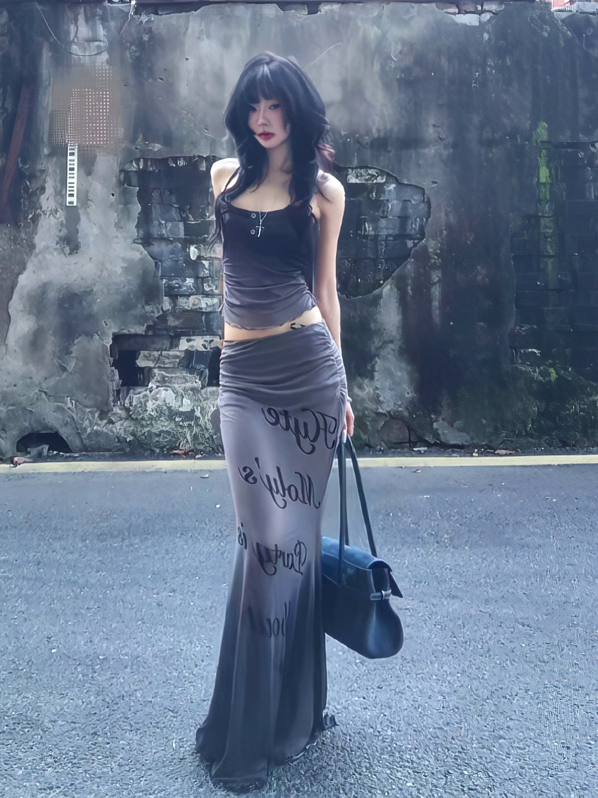 Spaghetti Strap Top + Mermaid Maxi Skirt