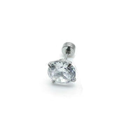 Colorful Zircon Stud Earrings Sparkly Luxury Ear Jewelry (6mm)