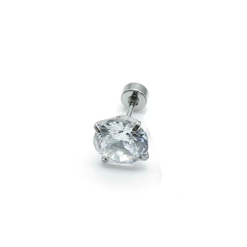 Colorful Zircon Stud Earrings Sparkly Luxury Ear Jewelry (6mm)