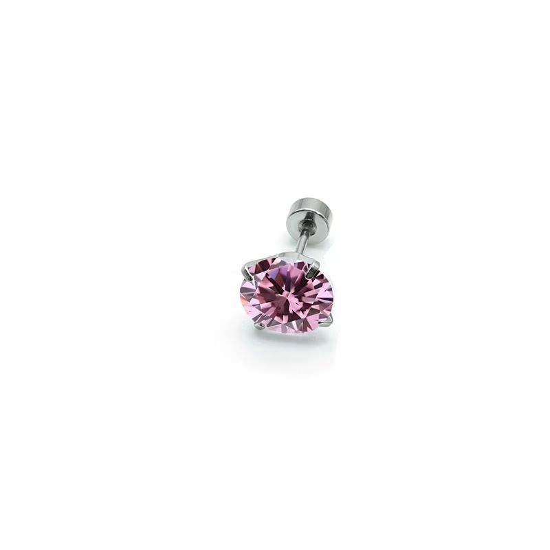 Colorful Zircon Stud Earrings Sparkly Luxury Ear Jewelry (6mm)