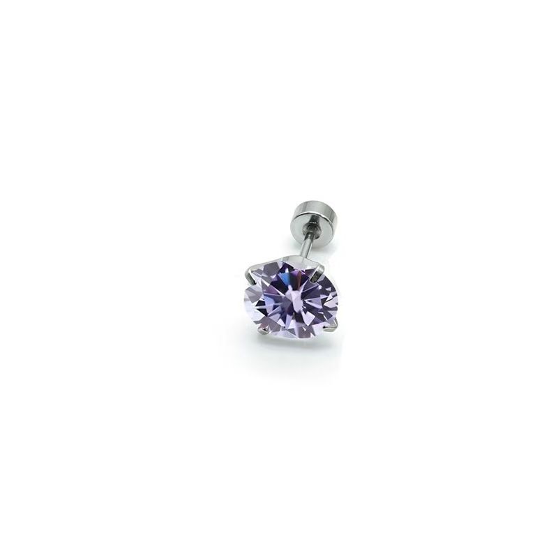 Colorful Zircon Stud Earrings Sparkly Luxury Ear Jewelry (6mm)