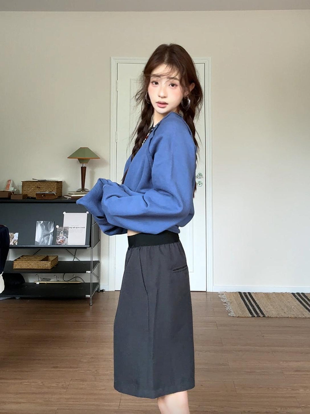 Cotton Crewneck Long Sleeve Sweatshirt