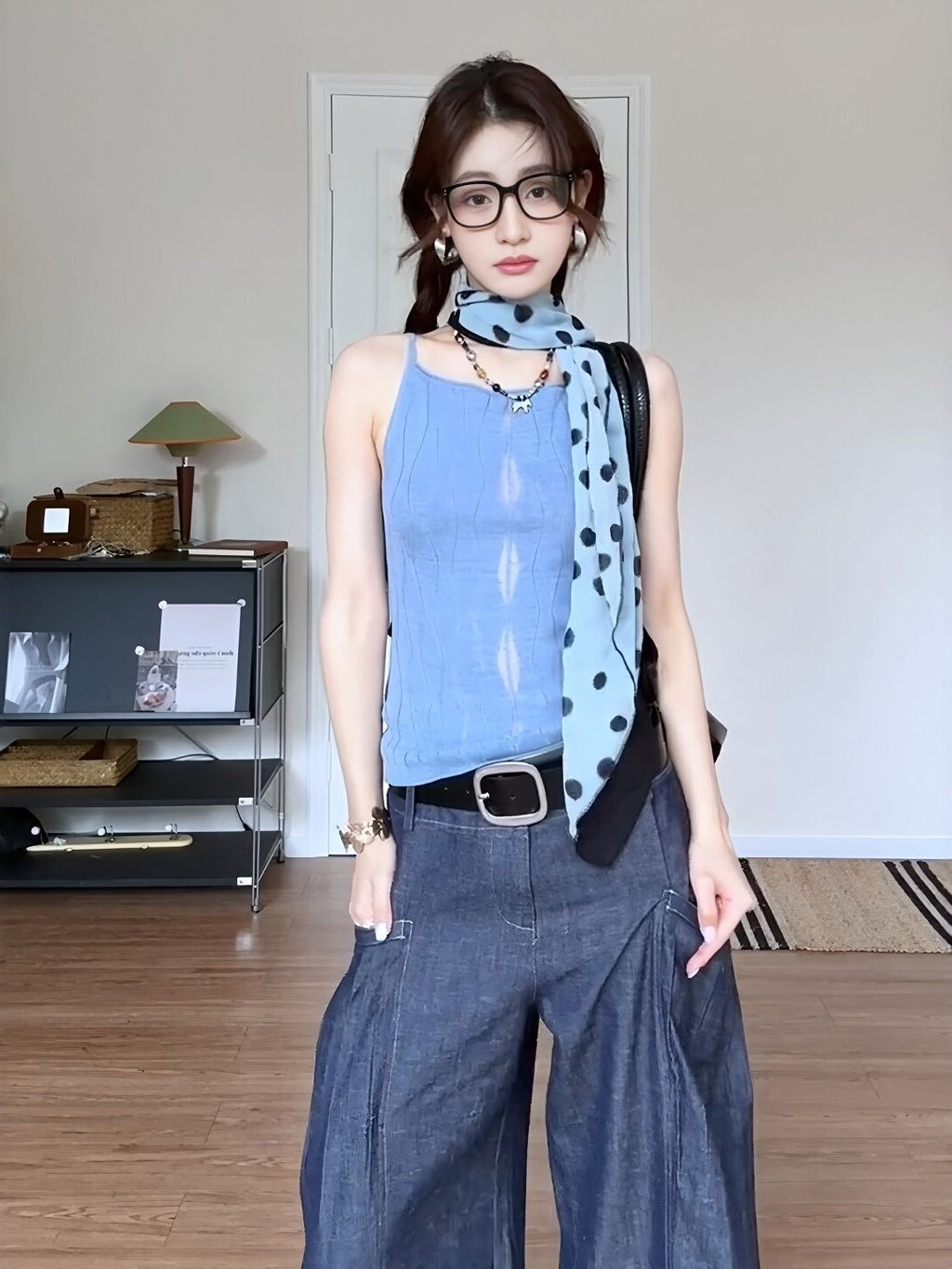 Sleeveless Top With High-waisted Wide-leg Pants Set