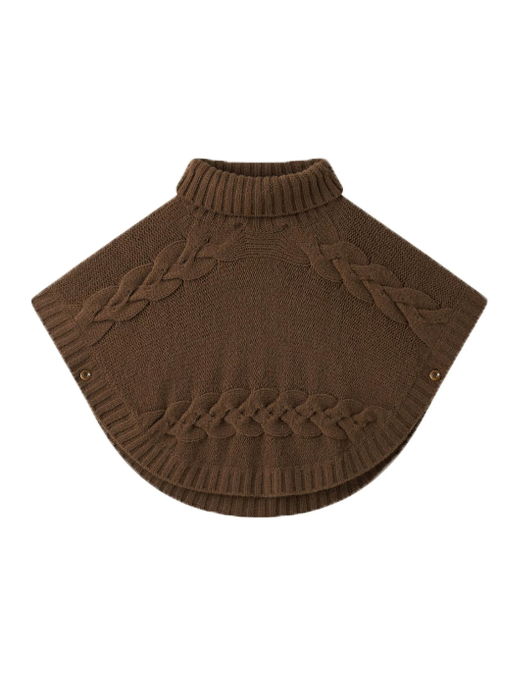 Women's Turtleneck Cable-Knit Cape Sweater with Batwing Sleeves