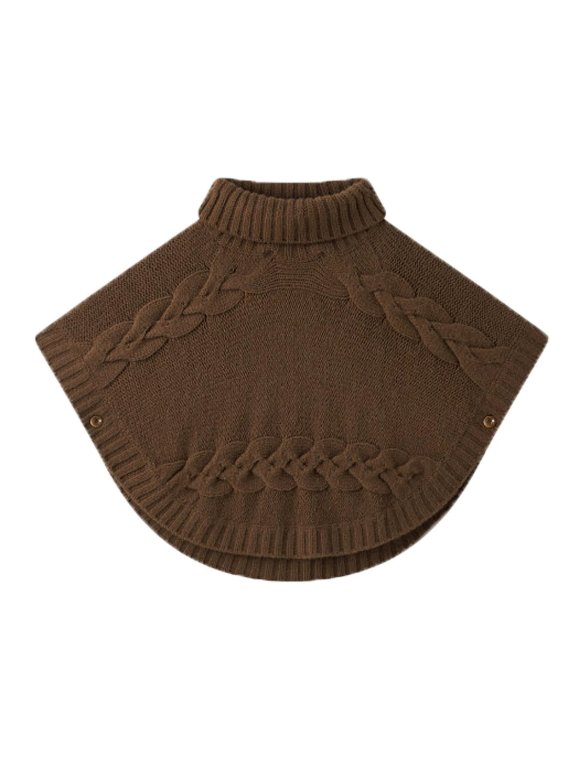 Women's Turtleneck Cable-Knit Cape Sweater with Batwing Sleeves