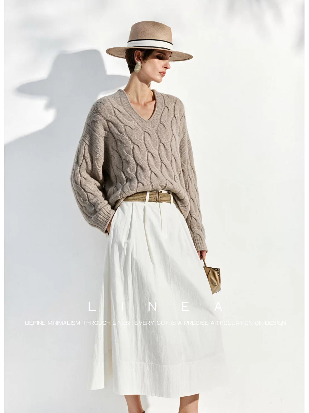 Unisex Cable-Knit V-Neck Sweater