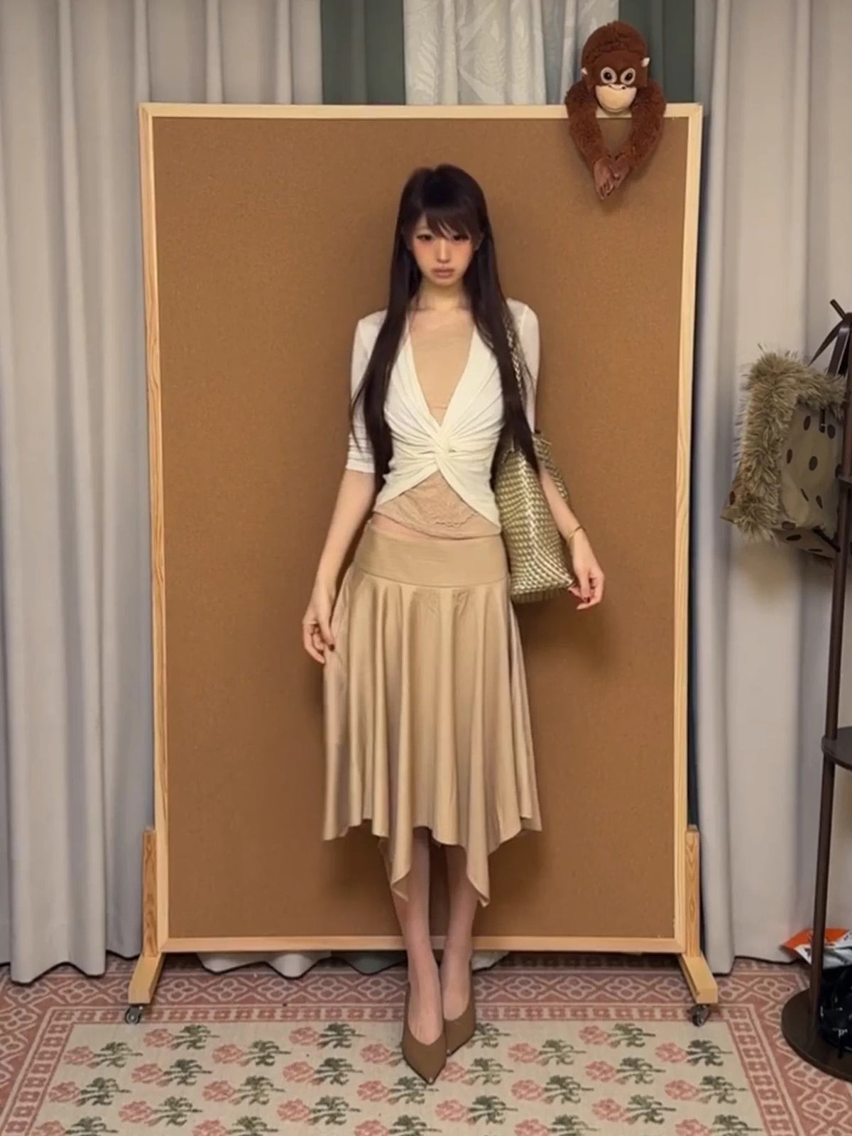 Long Sleeve Top & Asymmetric A-Line Skirt Set