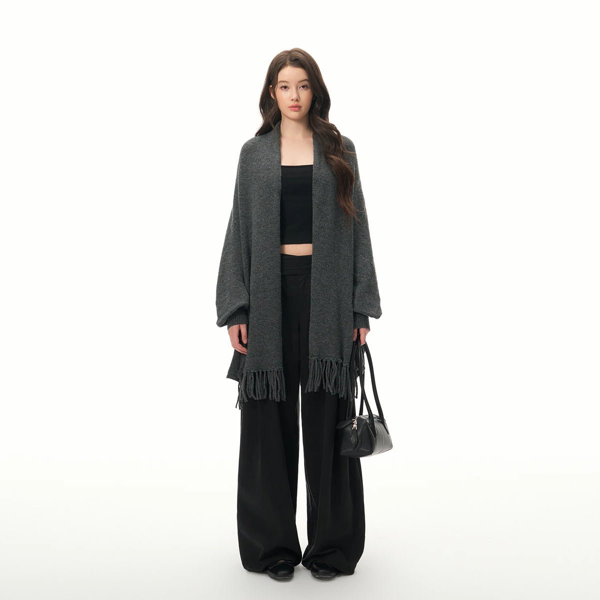 Women's Elegant Wool Knit Cape Cardigan