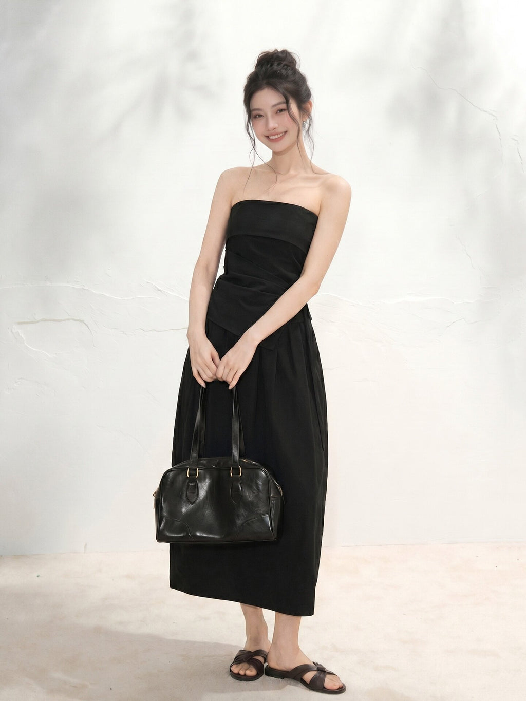 Women's 2-Piece Tube Top and Balloon Midi Skirt Matching Set
