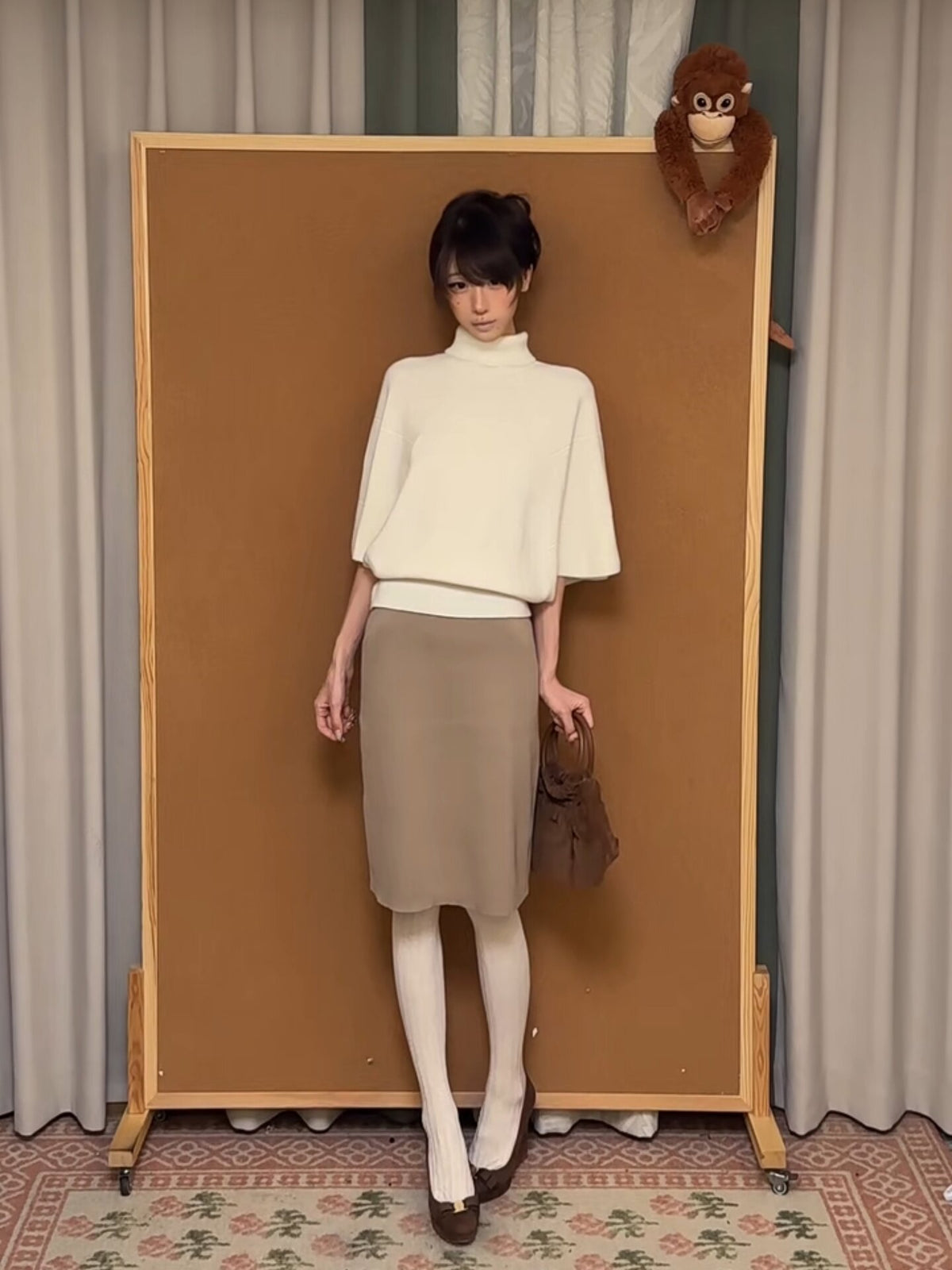 Women’s Cape Turtleneck Knit Sweater and Bodycon Skirt Set
