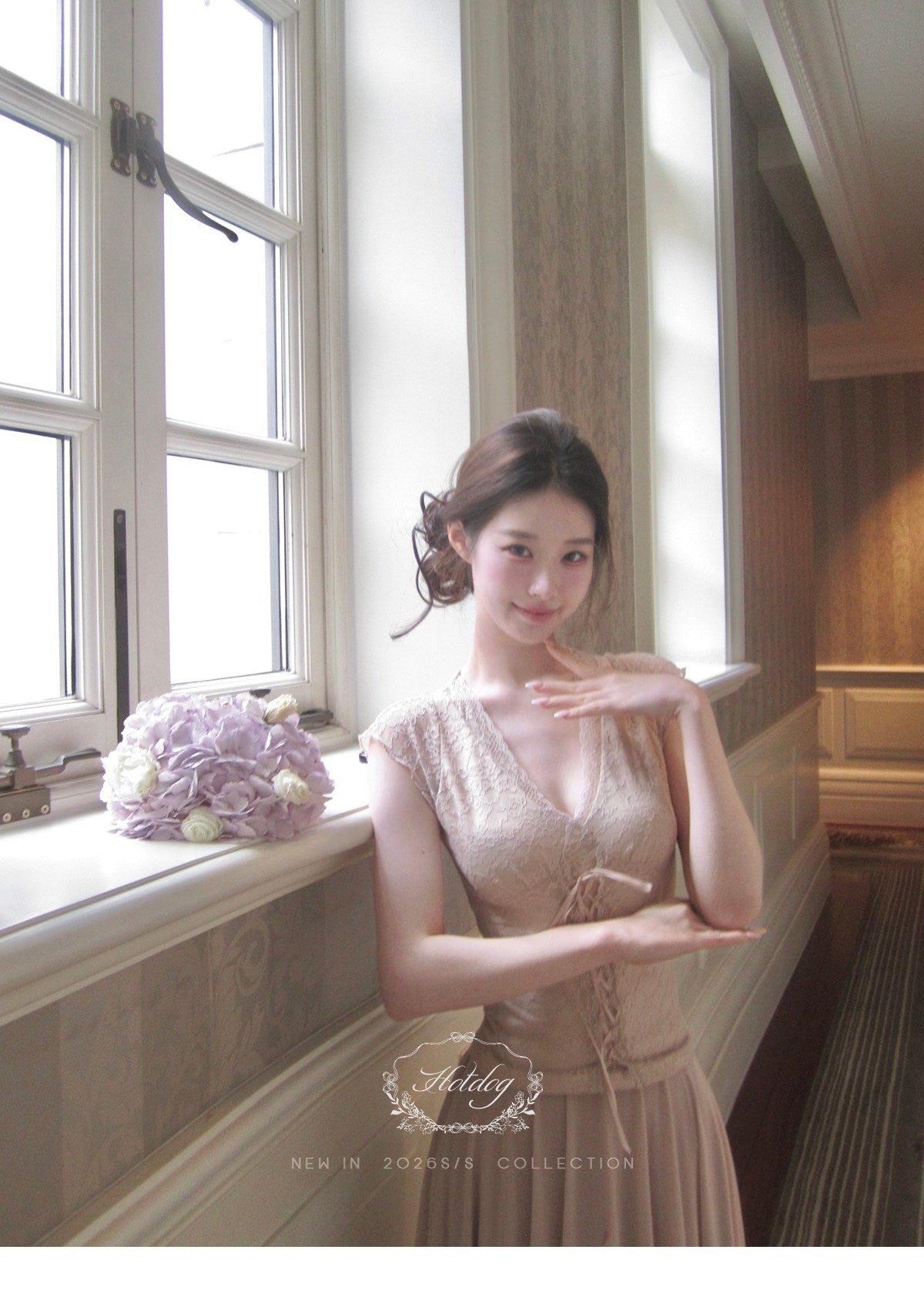 Lace Tie Top / Irregular Hem Skirt Elegant Set