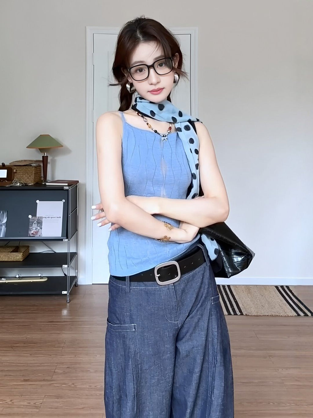 Sleeveless Top With High-waisted Wide-leg Pants Set