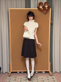 Elegant Short-Sleeve Knit Top & Skirt Set