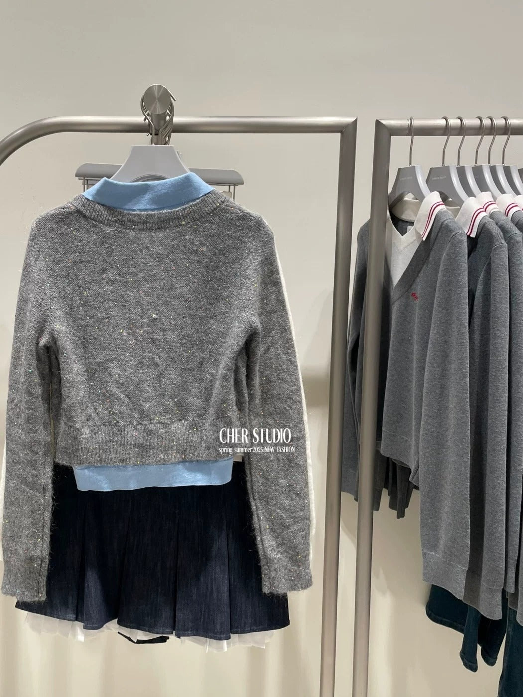 Faux-Layered Knit Cardigan