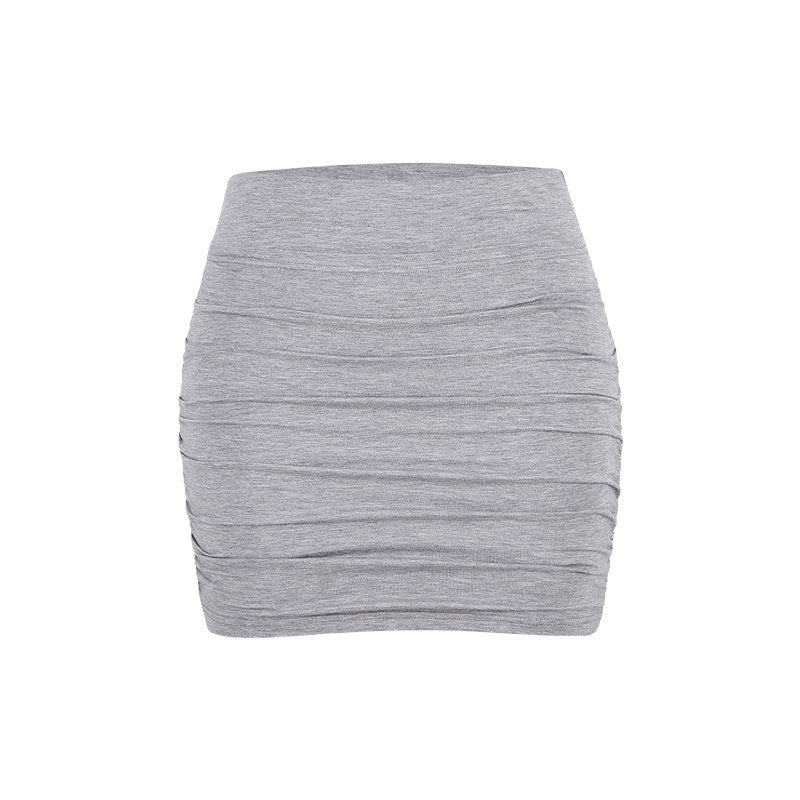 Blue Sleeveless Top+Grey Pleated Midi Skirt