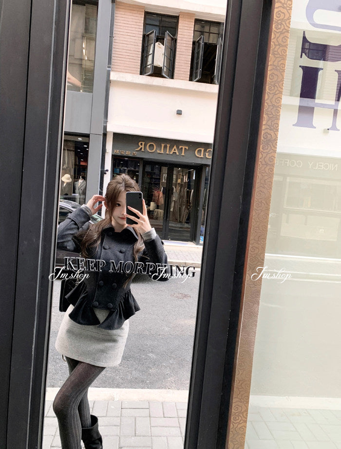 Double-Breasted Wool Blend Coat Jacket for Women Fall Winter Outerwear