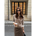 Korean-Style Mock Two-Piece Collared Knit Top for Women