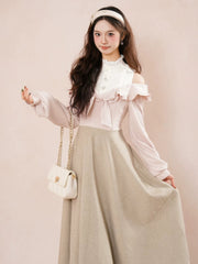 Women's Cold-Shoulder Two-in-One Shirt Dress