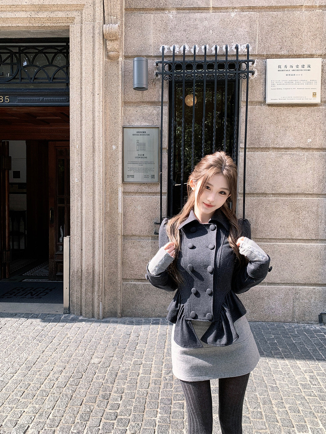 Double-Breasted Wool Blend Coat Jacket for Women Fall Winter Outerwear