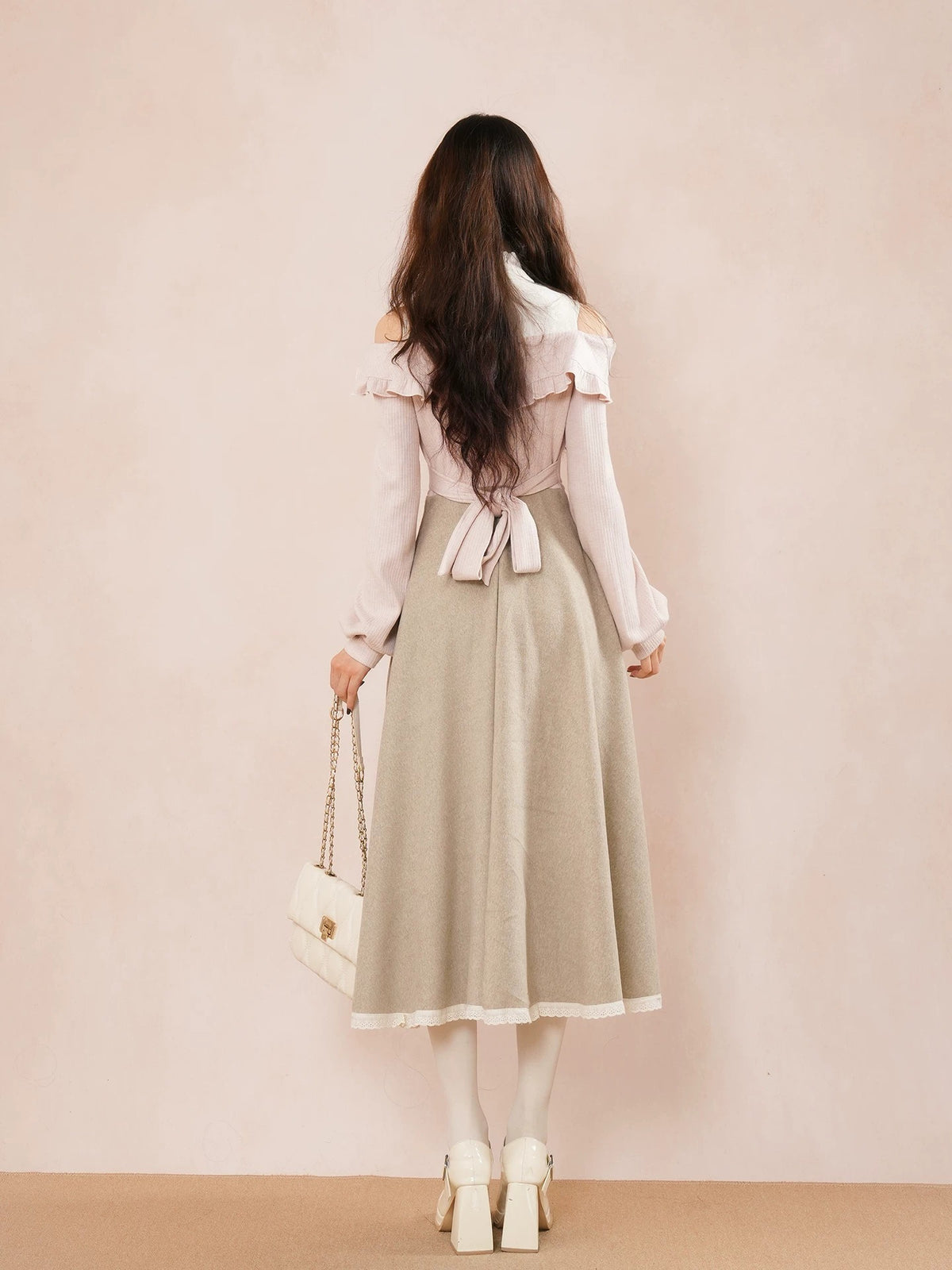 Women's Cold-Shoulder Two-in-One Shirt Dress