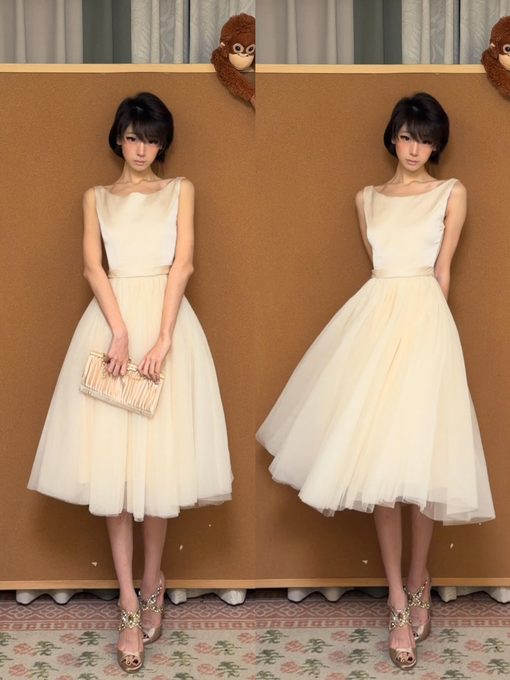 Hepburn-style Elegant Ballerina Tulle Midi Dress