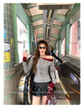 Heart Belt Pleated PU Leather Skirt