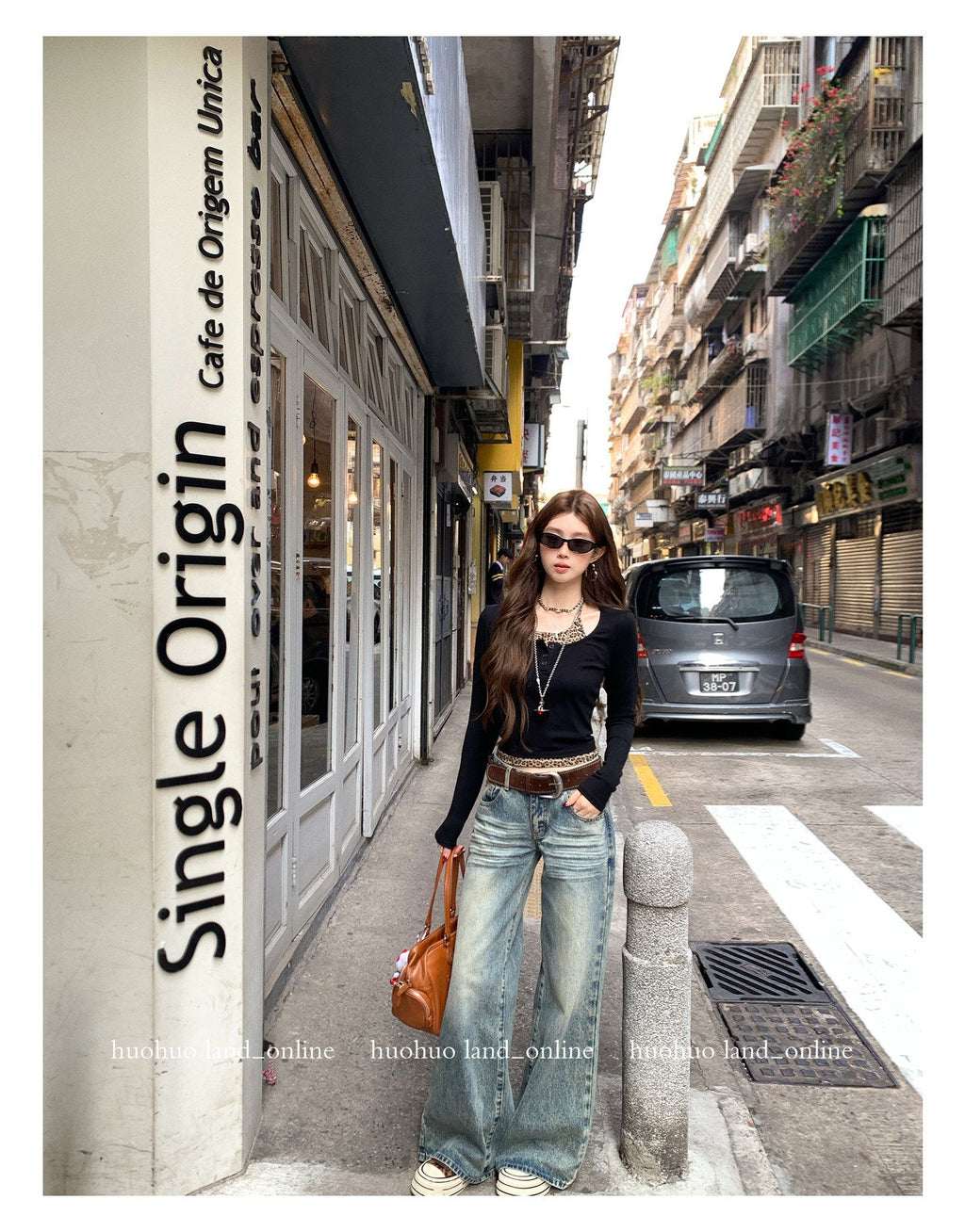 Leopard Print Fake Two-Piece Slim Cropped T-Shirt