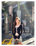 Fake Two-Piece Lace Knit Slim Long Sleeve Inner Top