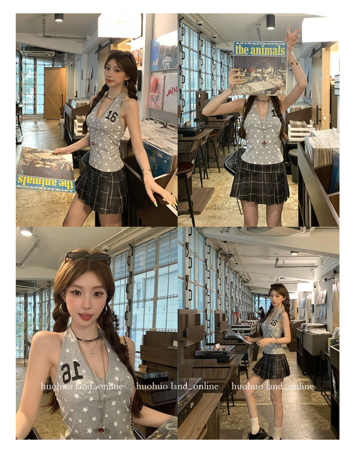 Star & Number Print Halter Cami