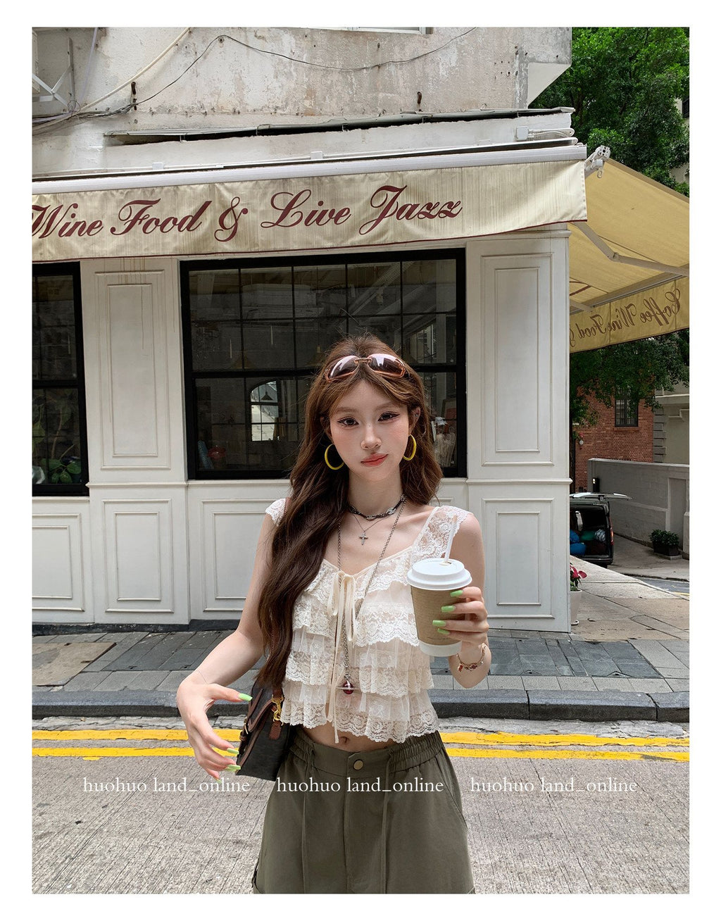 Lace Tie Cutout Spliced Cami