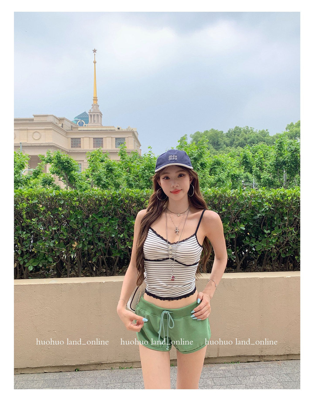 Avocado Green Drawstring Shorts