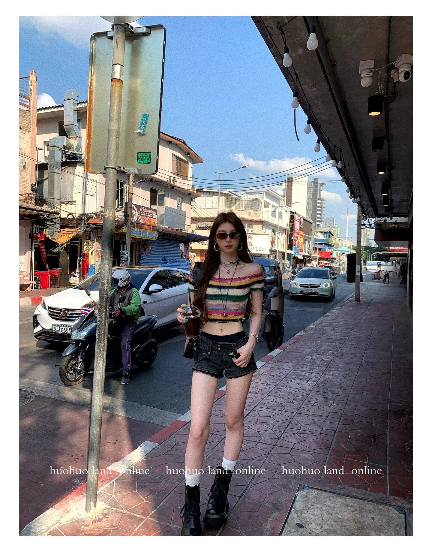 Color Block Striped Cropped T-shirt