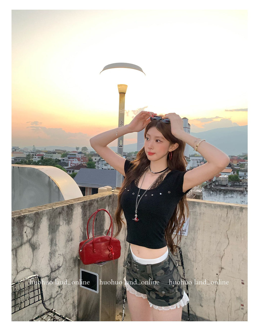 Leopard Print Halter Mock Two-Piece Tee