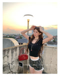 Leopard Print Halter Mock Two-Piece Tee