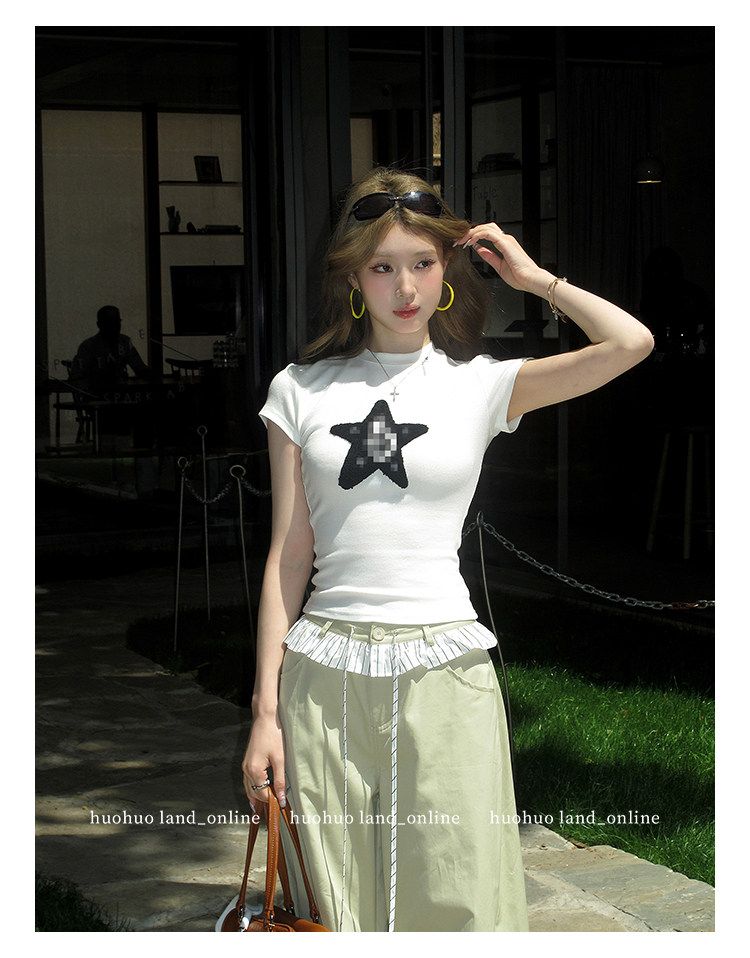 Lace Spliced Drawstring Straight Wide Leg Pants