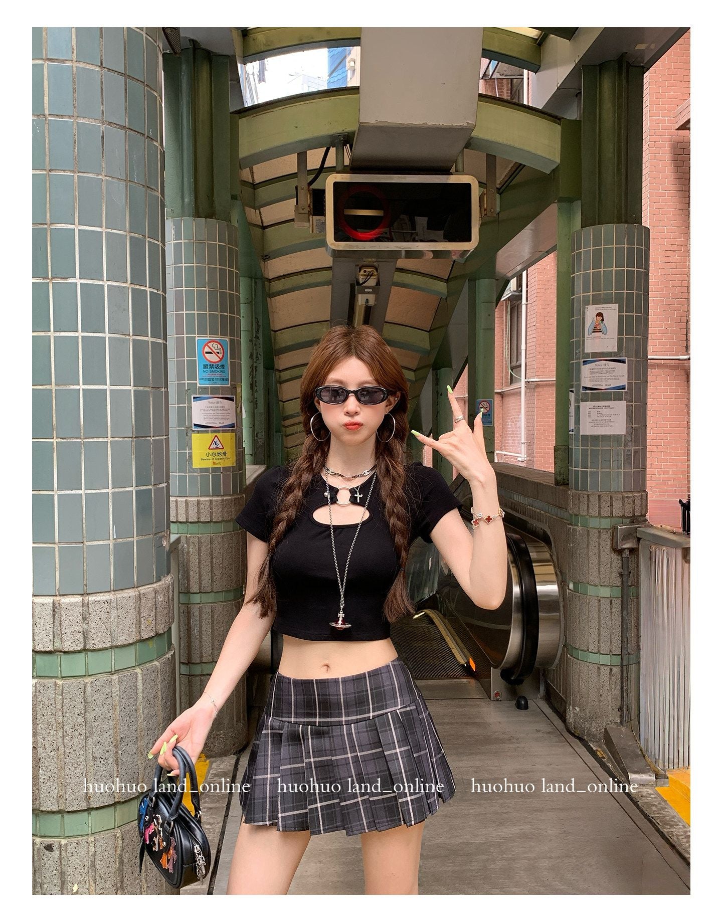 Vintage Plaid Short Pleated Skirt