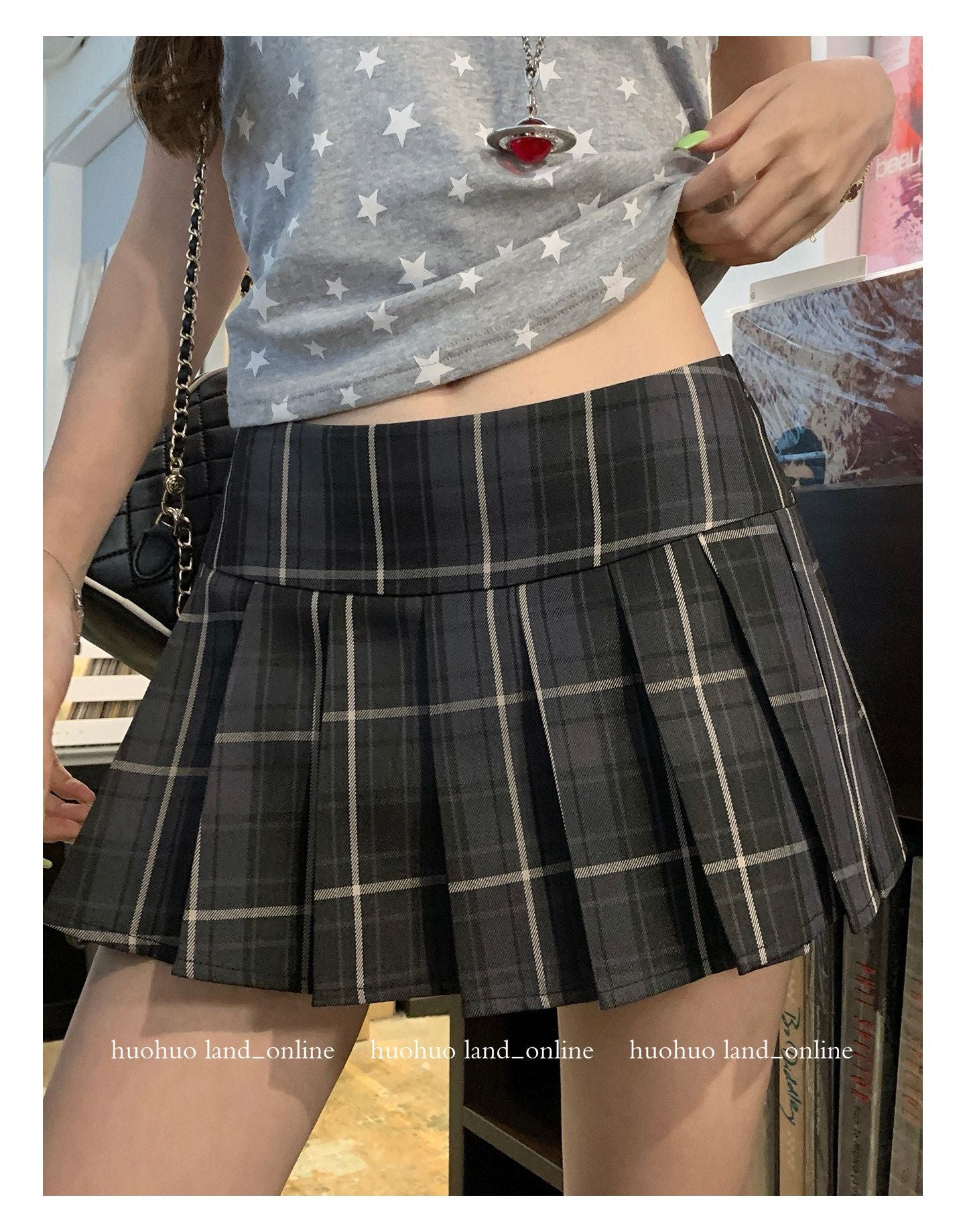 Vintage Plaid Short Pleated Skirt