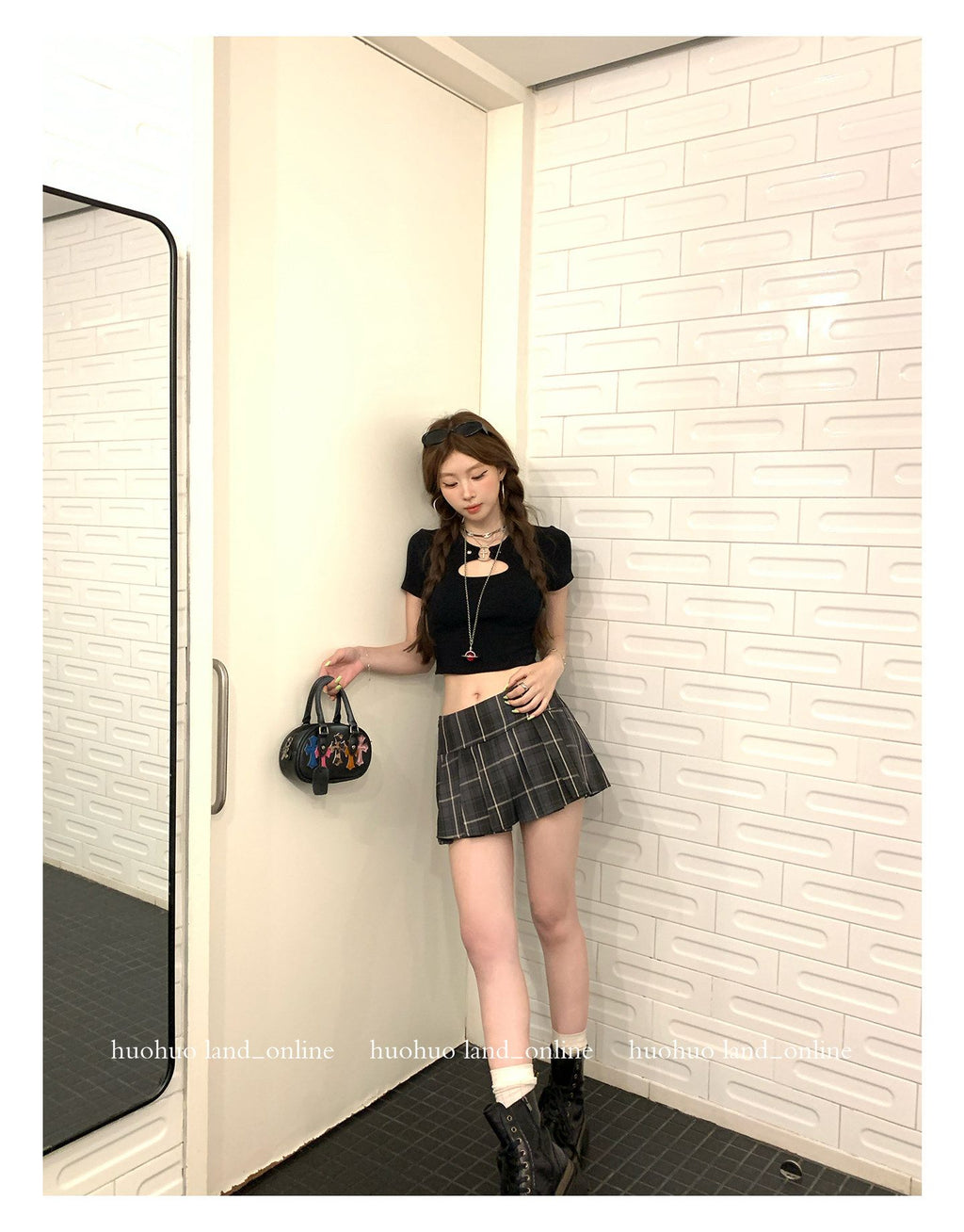 Vintage Plaid Short Pleated Skirt