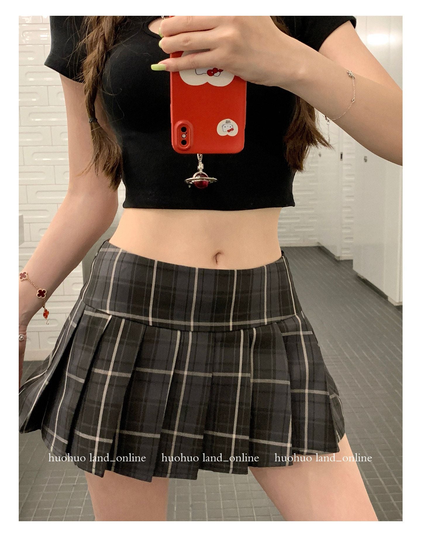 Vintage Plaid Short Pleated Skirt