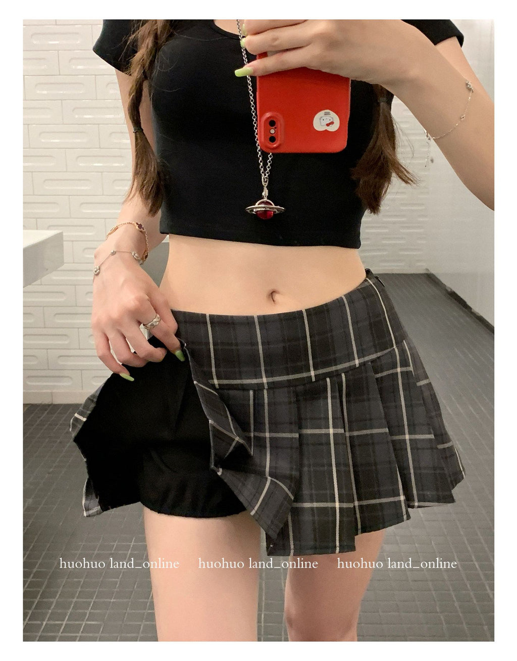 Vintage Plaid Short Pleated Skirt