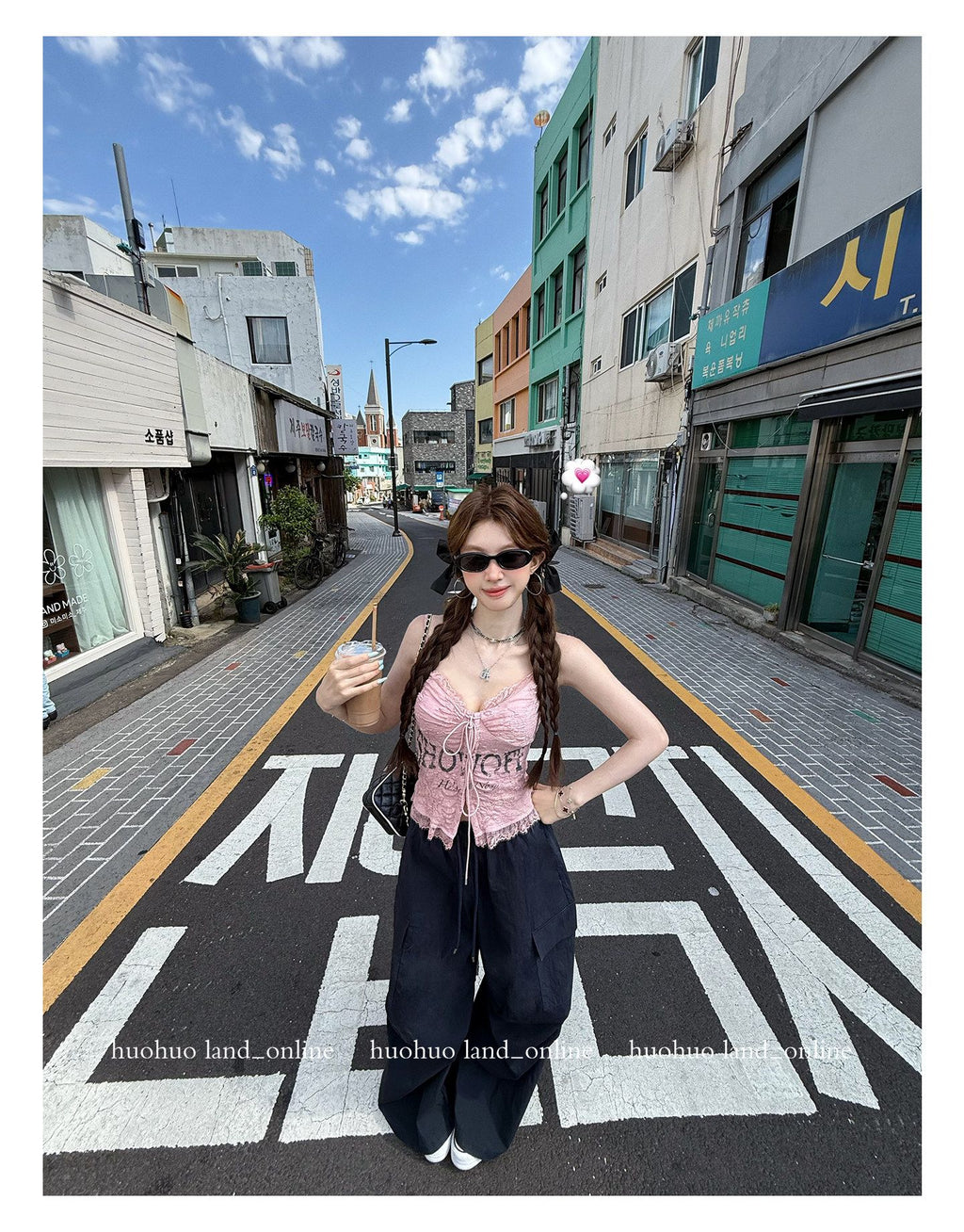 Lace Spliced Letter Print Chiffon Cami Top