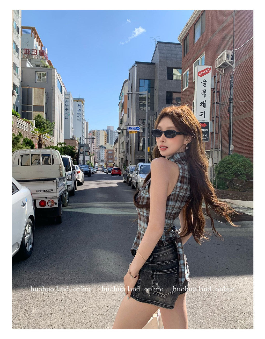 Collared Plaid Sleeveless Shirt